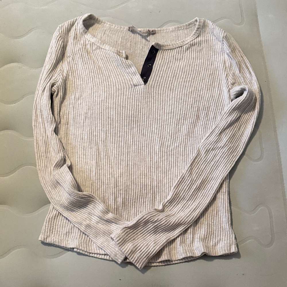Pink Rose Cream Striped Sweatshirt